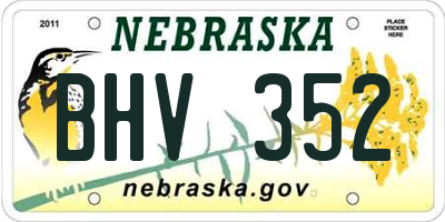 NE license plate BHV352