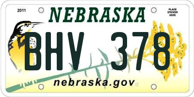 NE license plate BHV378