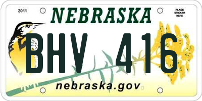 NE license plate BHV416