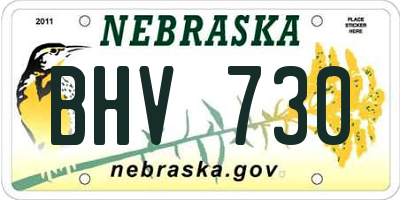 NE license plate BHV730