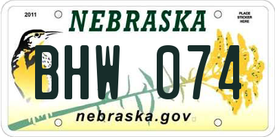 NE license plate BHW074