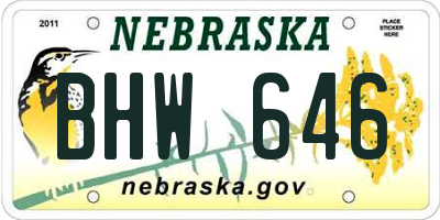 NE license plate BHW646