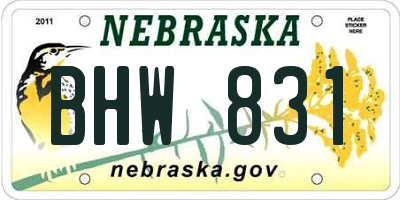 NE license plate BHW831