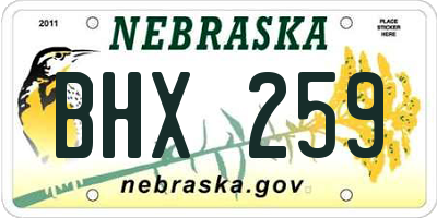 NE license plate BHX259