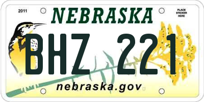 NE license plate BHZ221