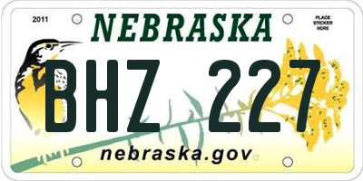 NE license plate BHZ227