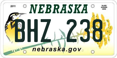 NE license plate BHZ238