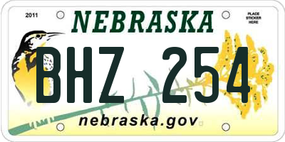 NE license plate BHZ254