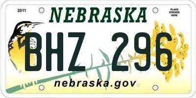 NE license plate BHZ296