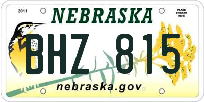 NE license plate BHZ815