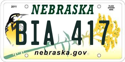 NE license plate BIA417