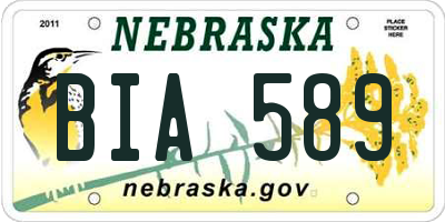 NE license plate BIA589