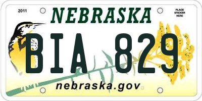 NE license plate BIA829