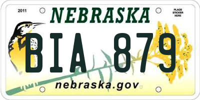 NE license plate BIA879