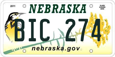NE license plate BIC274