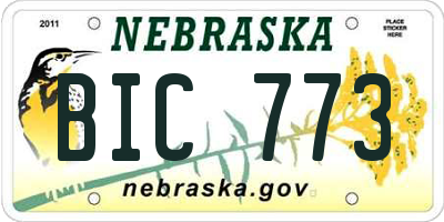 NE license plate BIC773