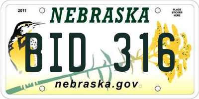 NE license plate BID316