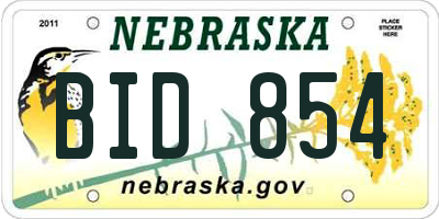 NE license plate BID854