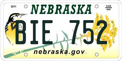 NE license plate BIE752