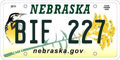 NE license plate BIF227