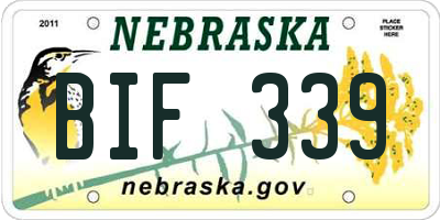 NE license plate BIF339