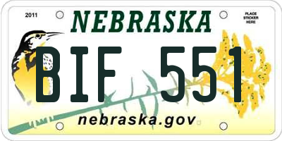 NE license plate BIF551