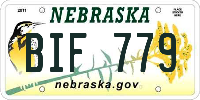 NE license plate BIF779