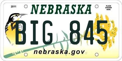 NE license plate BIG845