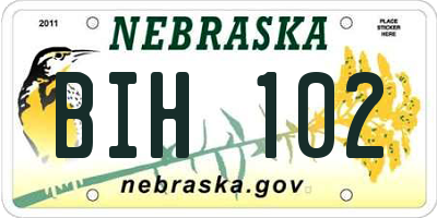 NE license plate BIH102