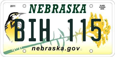 NE license plate BIH115