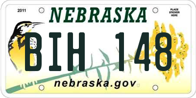 NE license plate BIH148