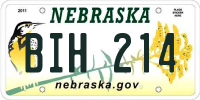 NE license plate BIH214