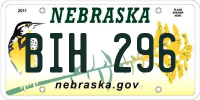 NE license plate BIH296
