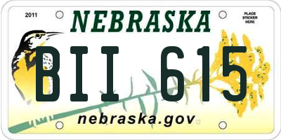NE license plate BII615