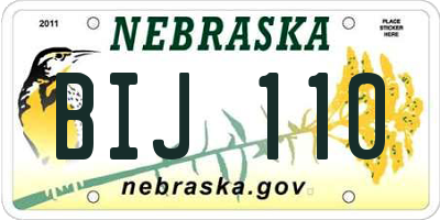 NE license plate BIJ110