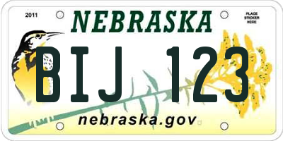 NE license plate BIJ123