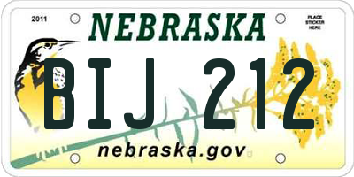 NE license plate BIJ212