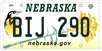 NE license plate BIJ290