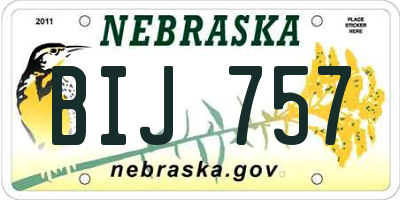 NE license plate BIJ757