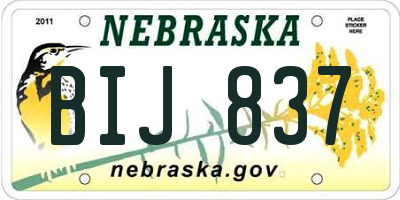 NE license plate BIJ837