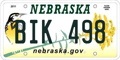 NE license plate BIK498