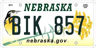 NE license plate BIK857