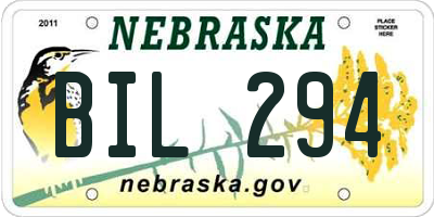 NE license plate BIL294