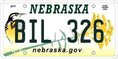 NE license plate BIL326