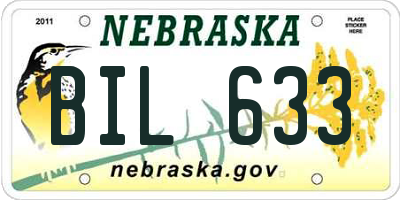NE license plate BIL633