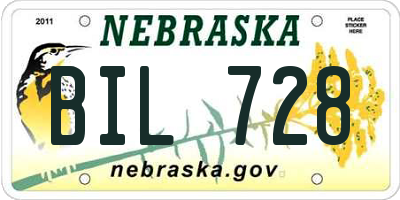 NE license plate BIL728
