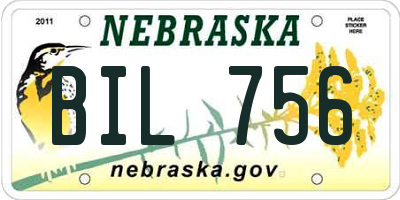NE license plate BIL756