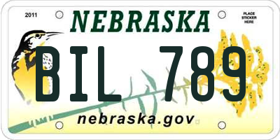 NE license plate BIL789