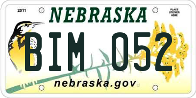 NE license plate BIM052