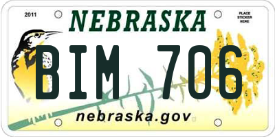 NE license plate BIM706